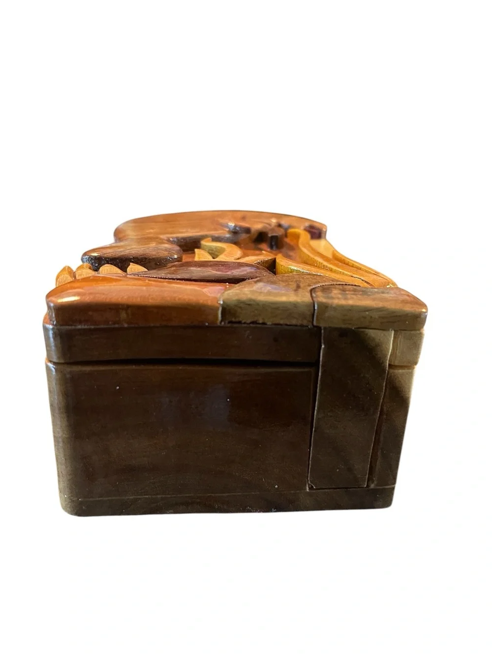 Carved Wooden Manatee Puzzle Treasure Stash Box Jewelry Sea Cow